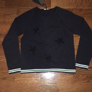 Navy Sweater w/ Green/White Elastic and Stars